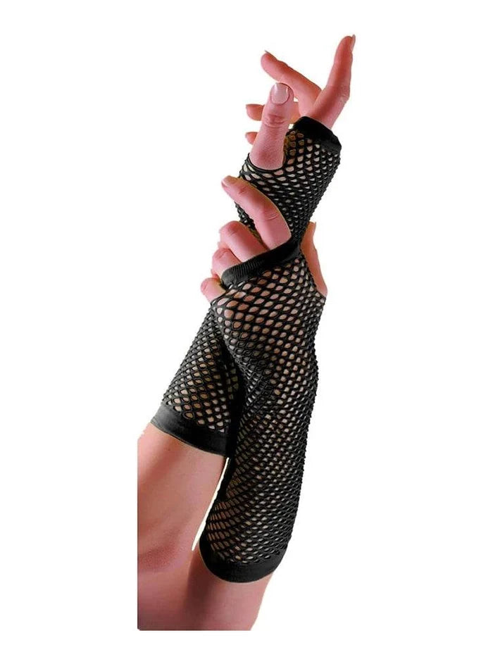 Women’s Long Fishnet Fingerless Gloves - thefancydress.co.uk
