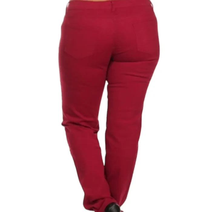 Women's Mid Rise Dark Red Denim Jeans
