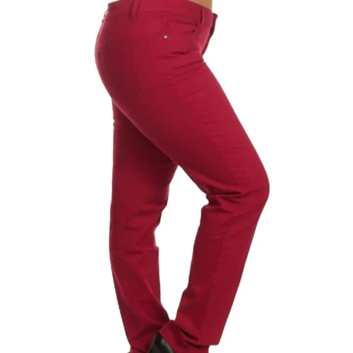 Women's Mid Rise Dark Red Denim Jeans