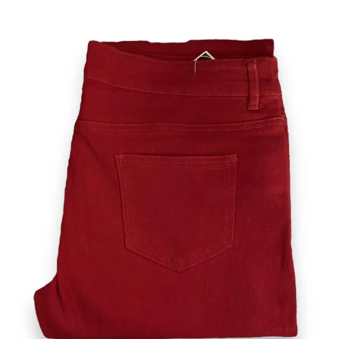 Women's Mid Rise Dark Red Denim Jeans