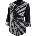 Black and white tie-dye shirt with 3/4 sleeves on a white background