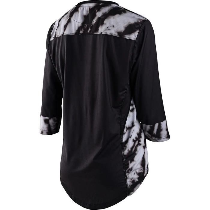Black and white tie-dye shirt with 3/4 sleeves on a white background