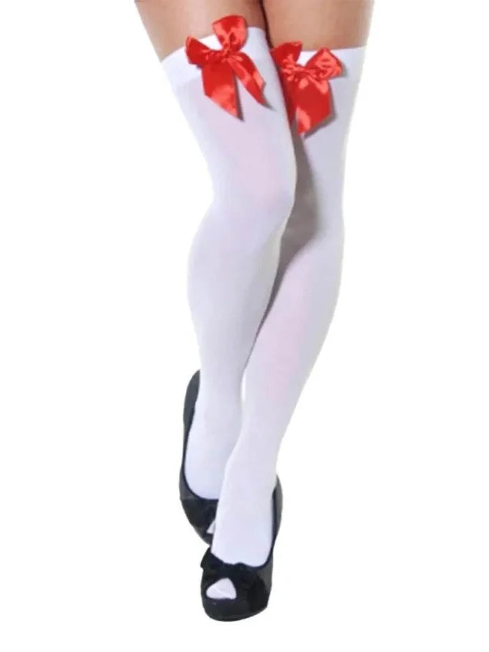 Women's Overknee Stockings With Bow - thefancydress.co.uk