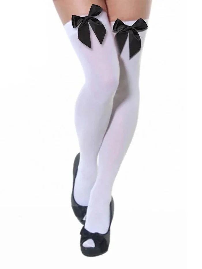 Women's Overknee Stockings With Bow - thefancydress.co.uk