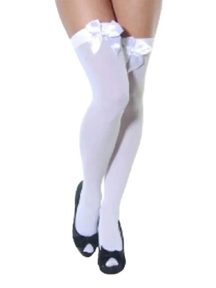Women's Overknee Stockings With Bow - thefancydress.co.uk