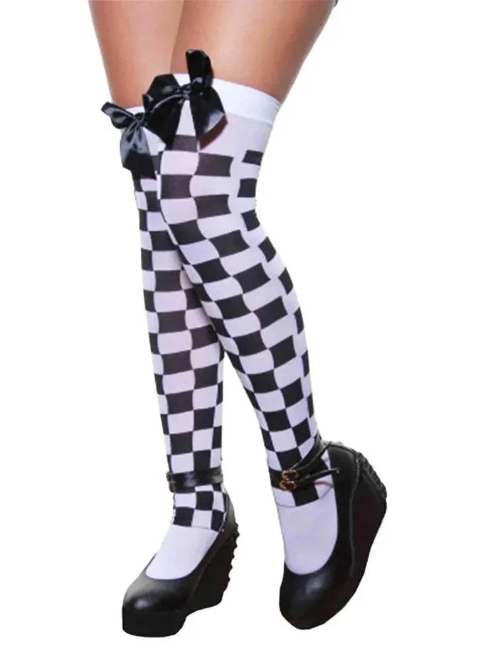 Women's Overknee Stockings With Bow - thefancydress.co.uk