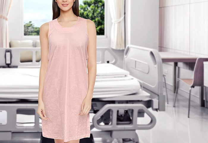 Women's Pink Hospital Gown – 100% Cotton, Large Size
