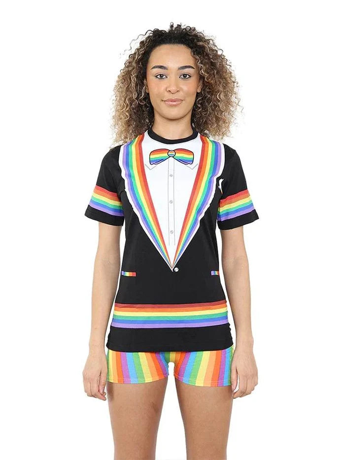 Women's Rainbow Printed T-Shirt - thefancydress.co.uk