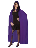 Womens Satin Hooded Purple Cape Dress