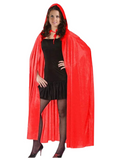 Womens Satin Hooded Red Cape Dress
