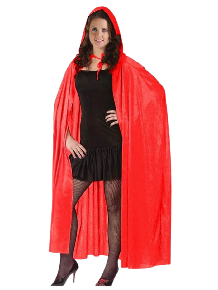 Womens Satin Hooded Red Cape Dress
