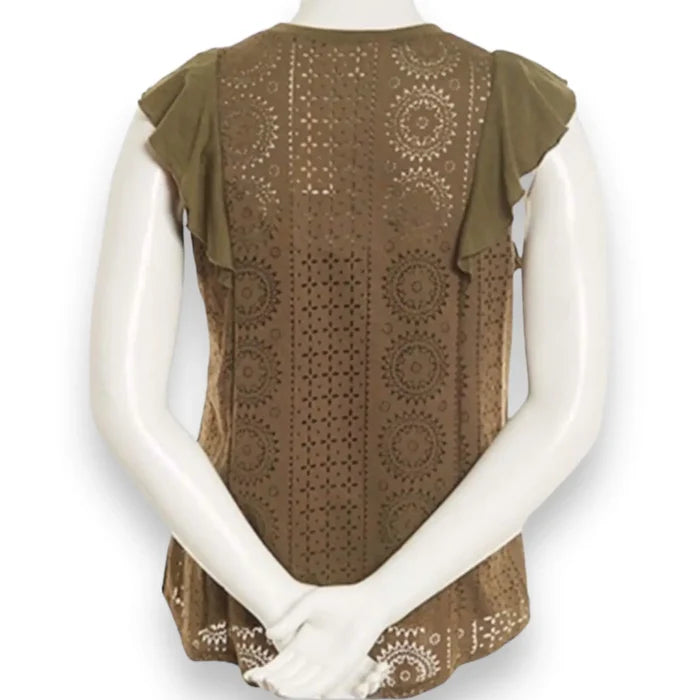 Women's Short Sleeve Cut Out Geo Top