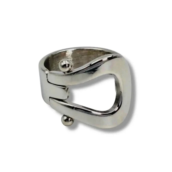 Silver Hinged Horseshoe Ring – Women's Stainless Steel Jewelry