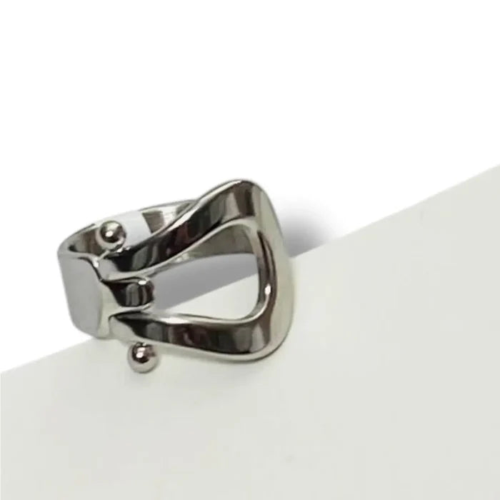 Silver Hinged Horseshoe Ring – Women's Stainless Steel Jewelry