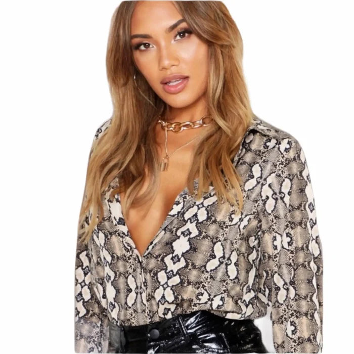 Women's Snakeskin Button Down Shirt