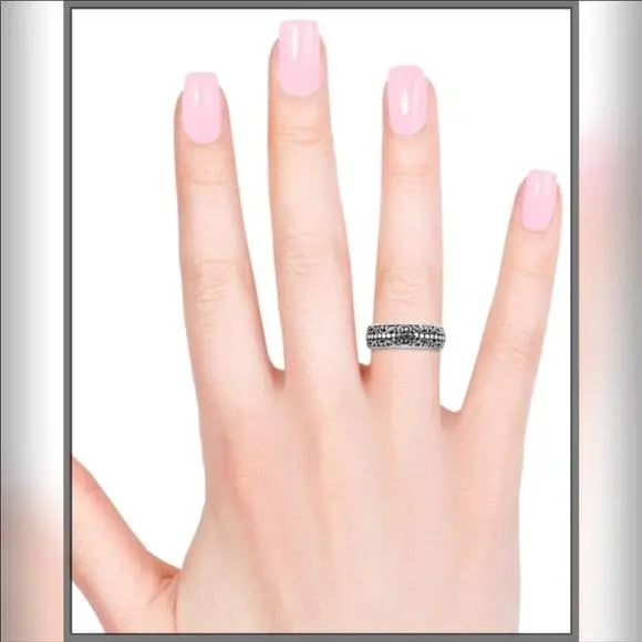 Women's Sterling Silver Engraved Band Ring - FREE SHIPPING USA - Wild Time Fashion