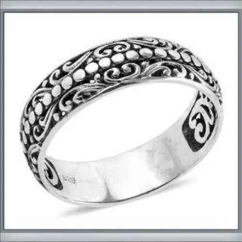 Women's Sterling Silver Engraved Band Ring - FREE SHIPPING USA - Wild Time Fashion