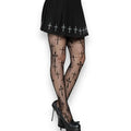 Black Worship Me fishnet tights with cross accents, small diamond mesh and stretch fit for gothic looks