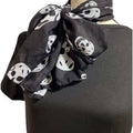 Year Round Skulls Lightweight Long Scarf in black and white skull print for gothic punk styling