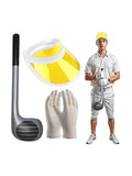 Yellow Cap & Gloves Golf Accessories Set - thefancydress.co.uk